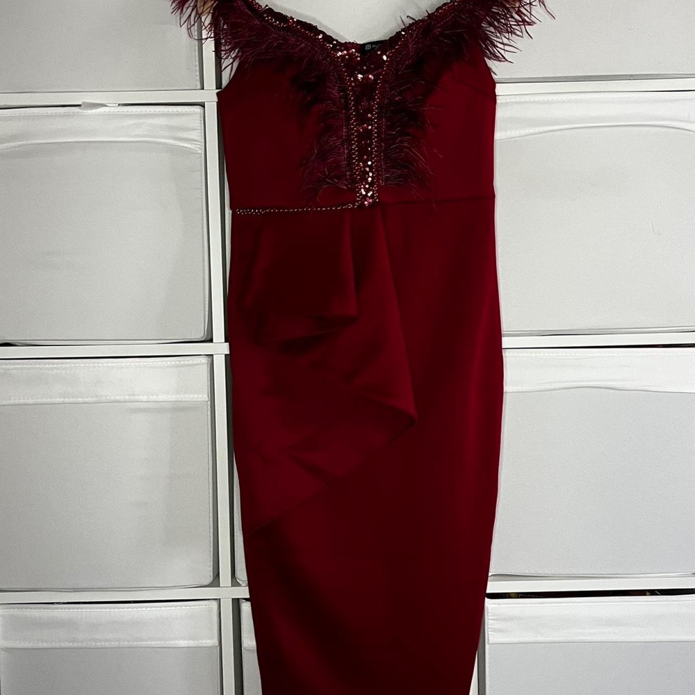 Burgundy dress Sexy Bodycon Dress Party Club Party Club Celebrity Elegant Clothi - Picture 5 of 8